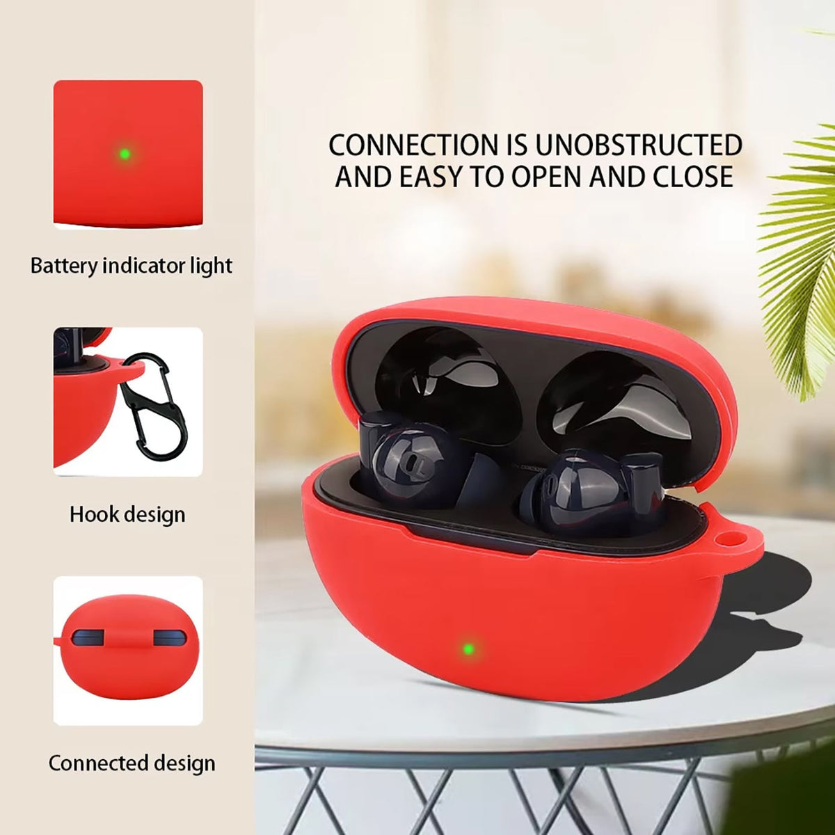DeepZstore Silicone Case Cover for Realme Buds Air5/ Air6 -Black Color
