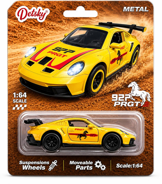 1:64 Porshe 911 GT3 RS Mini Diecast Car – Collectable Metal Car with Openable Doors