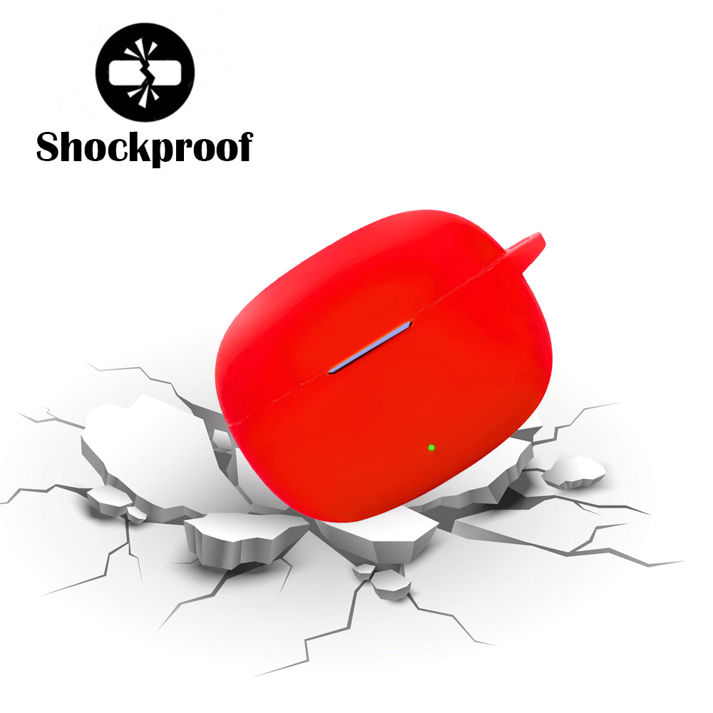 DeepZstore Silicone Case Cover for Realme Buds T200x - Red Colour