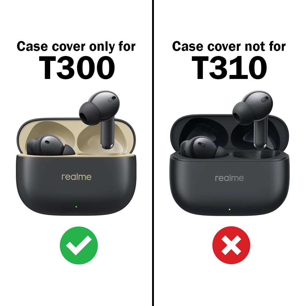 DeepZstore Silicone Case Cover for Realme Buds T300 - Black Color