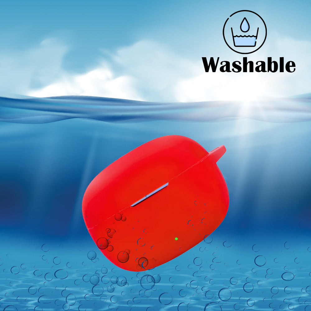 DeepZstore Silicone Case Cover for Realme Buds T200x - Red Colour
